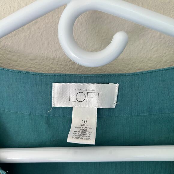 Loft babydoll bell sleeve beaded neckline cotton fairy Boho hippie teal blue M - Picture 11 of 12